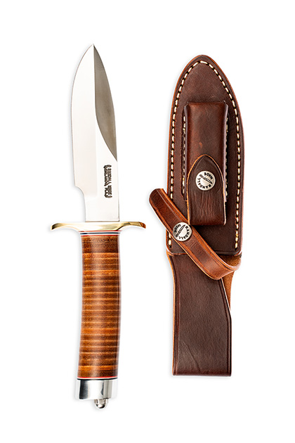 The Randall Made Knives Copper Companion #CC-5 shown open and closed